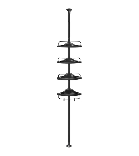 SONGMICS Etajera colt dus, 4 rafturi, inaltime reglabila 85-305 cm, otel si plastic PP, negru