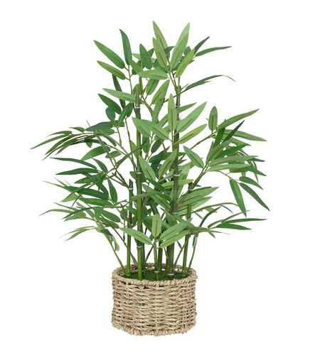 Planta artificiala Atmosphera bambus cu ghiveci natural, 46 cm, verde