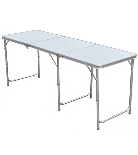 Masa pliabila metalica pentru gradina sau picnic, blat MDF, inaltime reglabila, 180x60cm