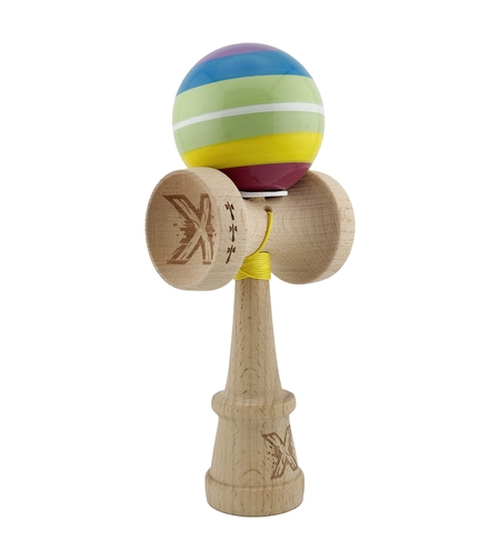 Kendama X Originala, Profesionala, Flippy, Legendary Spectrum, Cupe Mari KING SIZE V3, Super Sticky, Gaura in Baza, Rulment Metalic, din lemn 18 cm, Ata 62/65 cm, Multicolor