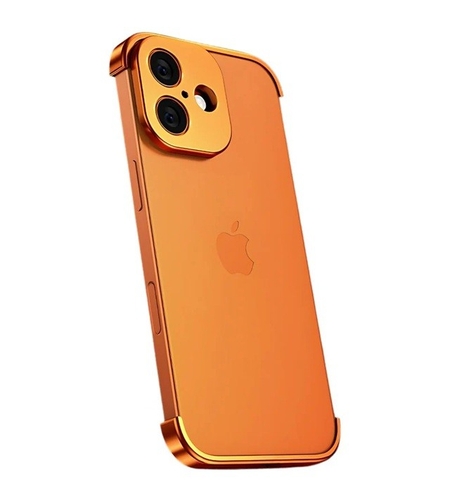 Carcasa de Telefon, Vafy, Compatibila Apple iPhone 17, Fara Rama, doar Colturi si Camera, din Metal, Grosime 0.1 mm, Portocaliu