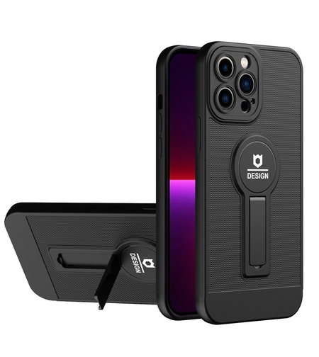 Husa Armor Design cu Stand pentru Apple iPhone 14 Plus (6.7) Negru, Suport Auto Magnetic, Protectie Antisoc, Vafy