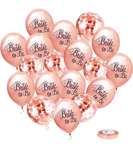 Set 10 Baloane din Latex, Flippy, Model Party Bride To Be, 30 cm, 2.8 g, Transparent, cu Confetti, Roz