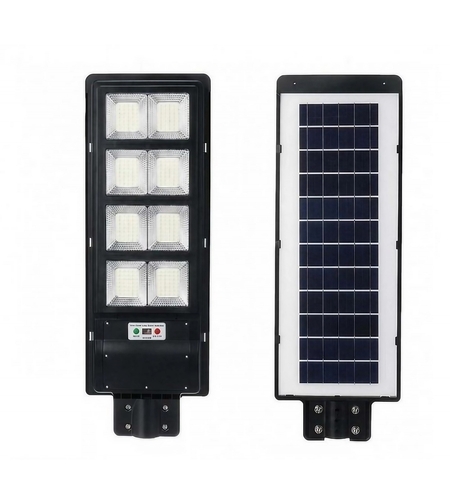 Lampa solara stradala Flippy, cu telecomanda, senzor de miscare si lumina, suport prindere, 180 LED-uri, IP65, ABS, 10AH, 200W, temperatura culoare 6500K, 59.5x23.8x6.8 cm, autonomie 10-12 ore, negru