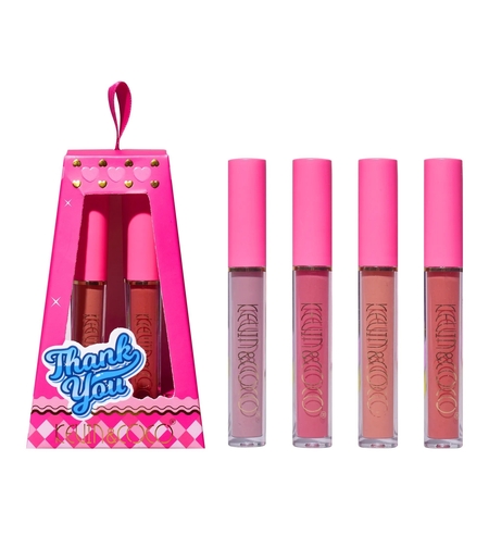 Set de Buze, KEVIN & COCO, Cloud Bubble, 4 Lip Gloss-uri, 15.1 x 8.1 x 2 cm, Roz/Nude