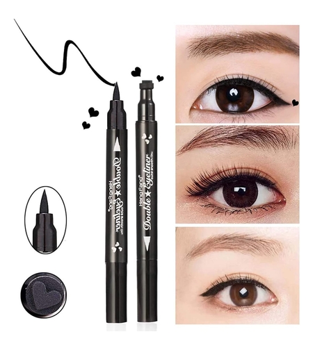 Tus Lichid pentru Ochi, Flippy, 2 Capete, Eyeliner si Stampila Inima, Pentru Ochi si Corp, 50 g, Rezistent la Apa, 12.7 x 3 cm, Negru