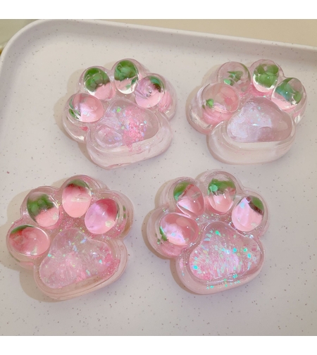 Jucarie Antistres Squishy, Flippy, cu Revenire Lenta, Squeeze Pinch Family, Model Labuta de Pisica cu Sclipici, 6.5x6 cm, 60g, Ambalaj Transparent, Roz