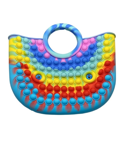 Jucarie Antistres din silicon Flippy, Pop It Now And Flip It, Geanta mare, 28 cm, Multicolor, Model 2