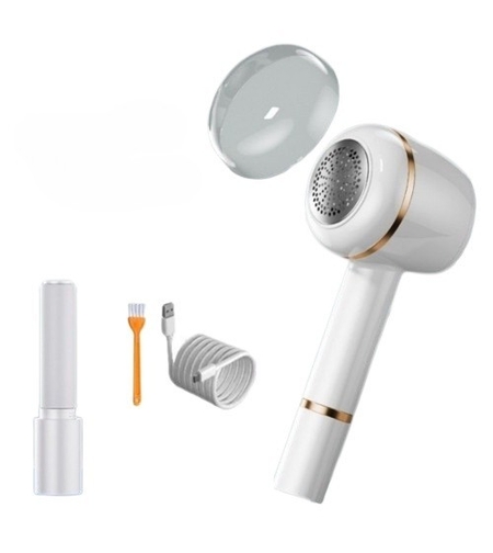Aparat Pentru Curatat Scame, Par Si Praf, Vafy, Pentru Diferite Tipuri De Material, Cu Lame Din Otel Inoxidabil, Incarcare Prin USB Type-C, Cu Perie De Curatare, Cablu USB Si Stick Cu Lipici Incluse, Alb, 220 x 86 mm