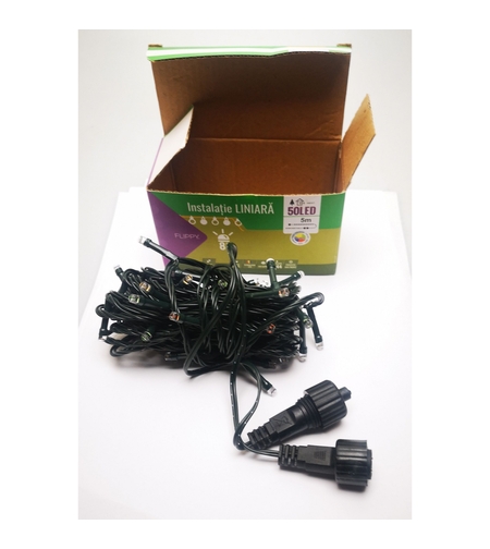 Instalatie de Craciun Tip Liniar, 8 jocuri de lumini, Fir Verde 5 m 50 LED -uri, Multicolor