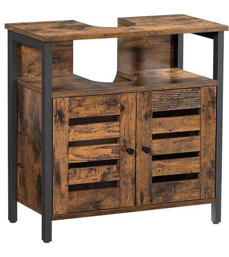 VASAGLE Dulap baie baza lavoar, cu 2 usi, 2 rafturi, 60x30x60 cm, maro rustic