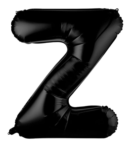 Balon Folie Metalizata Litera Z, Flippy, 40 cm, Umflati cu Heliu sau Aer, Ambalaj Individual, Pai inclus, Negru