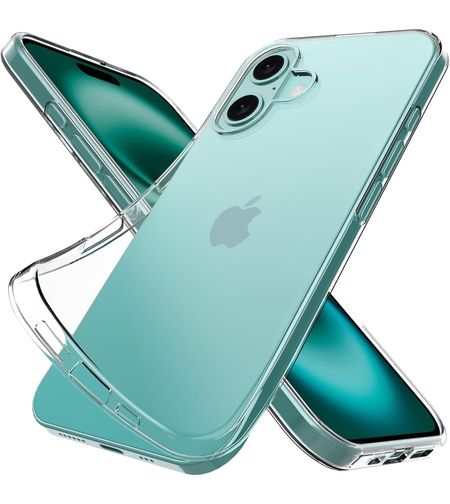 Husa de Protectie din Silicon, pentru Apple iPhone 16 Plus, PC, Antisoc, Rezistenta la Impact, Transparenta