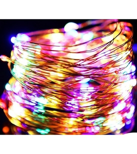 Instalatie Craciun, 10 metri, 100 LED-uri, multicolor, telecomanda 8 functii, USB, fir cupru, liniar, interior/exterior,