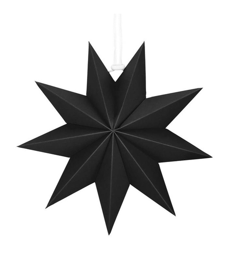 Stea decorativa 3D din hartie, cu 9 colturi, 30cm, neagra