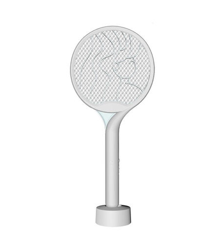 Paleta Electrica pentru Tantari, Muste si Tantari 2in1, Flippy, Reincarcabila, Incarcare USB, 2600V, Plastic, Casa si Gradina, Anti-insecte, Stand, 23x51 cm, Gri