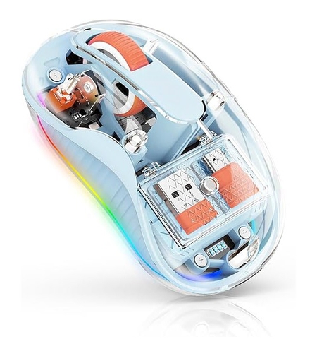 Mouse Wireless, Vafy, Dual Bluetooth, 2.4 GHz, Multi Device, USB-C, 4 Niveluri DPI 800-2400, Reincarcabil, Iluminare LED, Compatibil MacBook/iPad/Laptop, 10 x 6 cm, Albastru