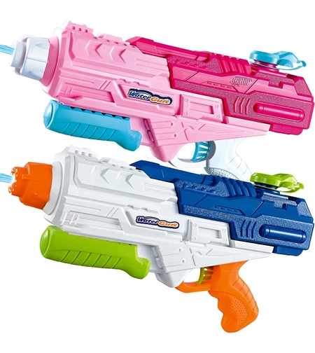 Set 2x Pistol cu Apa pentru Copii, Rezervor, Pentru Piscina/Plaja, Flippy, 6ani+, Roz + Albastru, 1200 ML