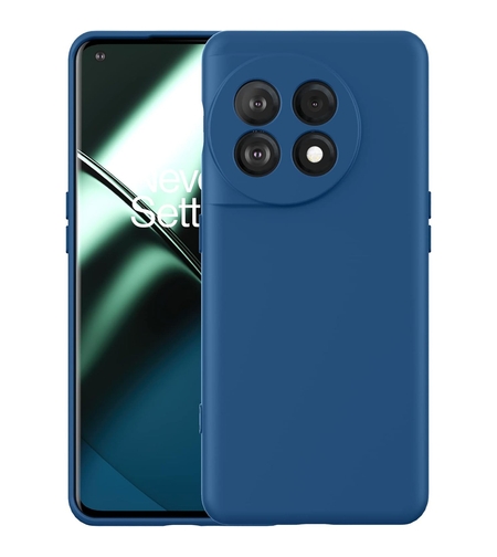 Husa de Protectie, Vafy, pentru OnePlus 11 5G, Liquid Silicone, cu Microfibra pe Interior, Protectie Antisoc, Compatibil Incarcare Wireless, Albastru