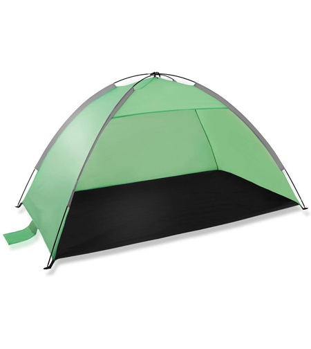 Cort plaja XXL semi-inchis cu protectie UV, podea izolanta, 210x120x112 cm, verde