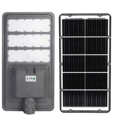 Lampa solara stradala Flippy, IP65, senzor de lumina, 306 LED-uri SMD, 3000 lm, panou 40W, putere 300W, autonomie 12-16 ore, telecomanda, montare prin fixare, pentru strada sau gradina, finisaj mat, material ABS, 70.3 x 36.5 x8.7 cm, lumina alb rece, gri