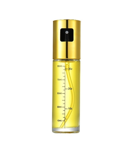 Pulverizator Ulei, Otet, Vafy, din Sticla, 100 ml, Reincarcabil, 18.3 x 4.3 cm, Masura 90 ml, Capac Lucios, Auriu