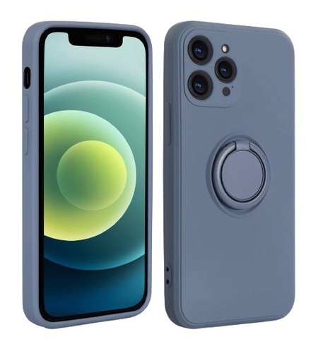 Husa protectie Vafy compatibila cu Apple iPhone XR Liquid Silicone Ring cu suport rotativ Albastru deschis