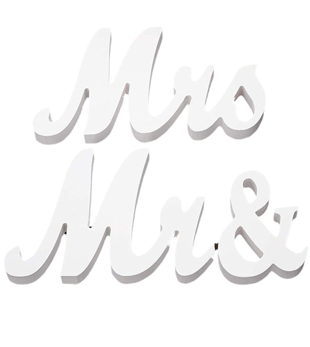 Decor pentru Masa, Flippy, Model Mr&Mrs, Tematica Nunta, 10x20 cm, Alb