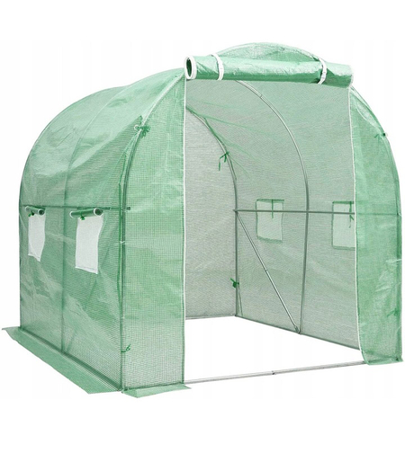 Sera de gradina, tip tunel cu cadru metalic, 200x200cm, verde, 4 mp