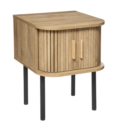Noptiera Atmosphera Colva cu 2 usi, MDF si picioare metalice, 40x40x53 cm, bej