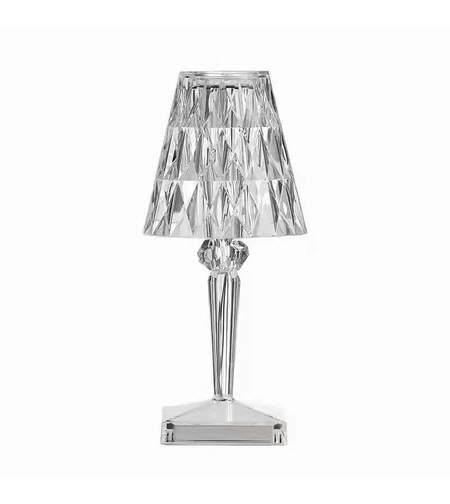Lampa de birou pe LED RGB 16, Flippy, dimmer tactil, 3 nivele de intensitate, incarcare USB, 3W, Cristal Acrilic, 26x12 cm, cu telecomanda, transparent
