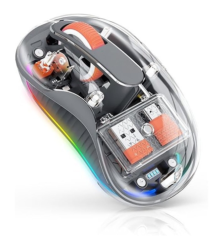 Mouse Wireless, Vafy, Dual Bluetooth, 2.4 GHz, Multi Device, USB-C, 4 Niveluri DPI 800-2400, Reincarcabil, Iluminare LED, Compatibil MacBook/iPad/Laptop, 10 x 6 cm, Gri