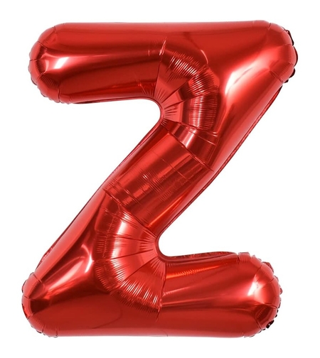 Balon Folie Metalizata Litera Z, Flippy, 40 cm, Umflati cu Heliu sau Aer, Ambalaj Individual, Pai inclus, Rosu