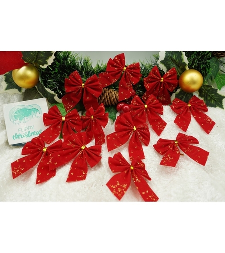 Set 12 fundite pentru brad, Rosii, 6 x 8 cm, din poliester, Flippy