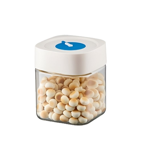 Borcan din Sticla de Inalta Calitate, Flippy, Capac Ermetic, Uz Casnic, Depozitarea Condimentelor sau a Alimentelor Umede si Uscate, 750 mL, 10x10x12.2 cm, Alb