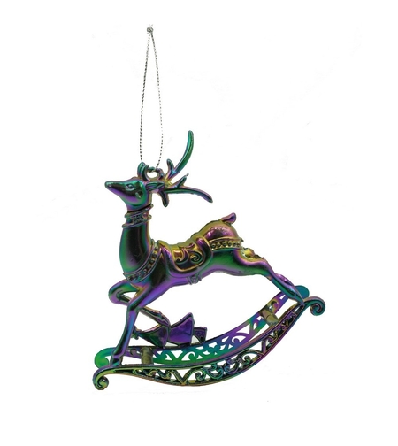 Ornament brad de Craciun, Iridescent, in forma de Ren, 11 cm x 11 cm, Plastic, Flippy