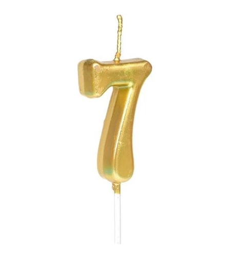 Lumanare de Tort, Flippy, Model Cifra 7, Party, 4.5 x 2.5 cm, din Parafina, Auriu