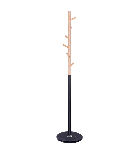 Cuier tip pom din metal Sersimo, 6 agatatoare, 180cm, negru maro