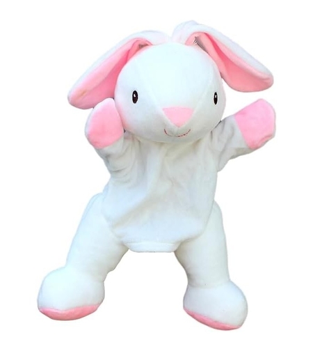 Papusa de Mana pentru Teatru de Papusi, Flippy, din Plus, 25 x 10 x 8 cm, Model Iepure, Alb/Roz