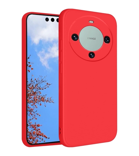 Husa de Protectie, Vafy, pentru Huawei Mate 60 Pro, Liquid Silicone, cu Microfibra pe Interior, Protectie Antisoc, Compatibil Incarcare Wireless, Rosu