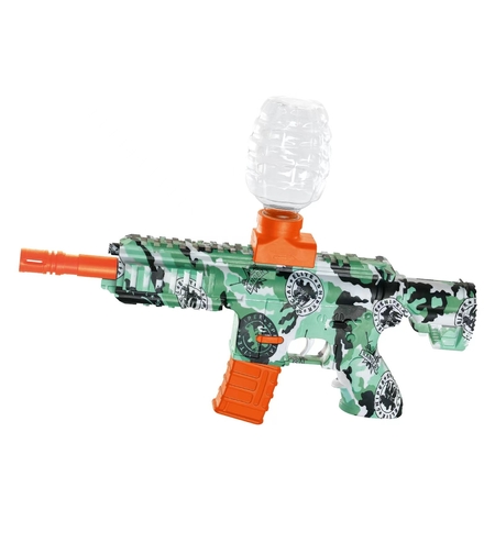 Mitraliera de jucarie electrica Flippy cu bile de hidrogen de gel, gun bluster, tragere in rafala, varsta peste 6 ani, ochelari de protectie, 5000 de bile incluse, cablu de incarcare, 27x37 cm, M416, verde