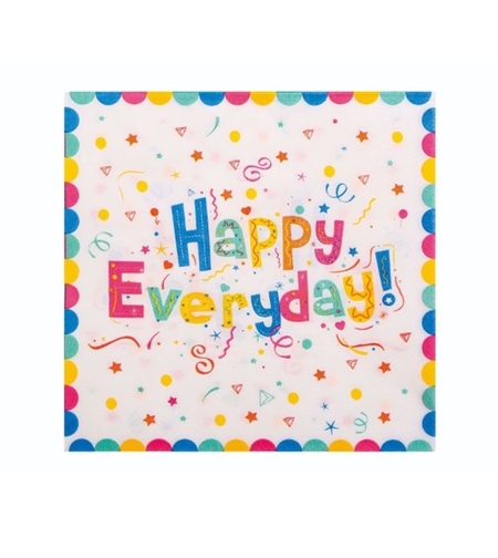 Set 20 Servetele de Masa, Vafy, din Hartie, 33 x 33 cm, Model Happy Everyday, Multicolor