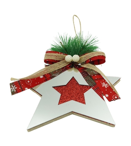 Ornament brad, Flippy, Stea, Argintiu, Lucios, 14*17CM, Acril, Interior/ Exterior