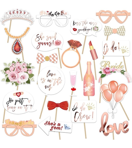 Set 23 de Accesorii pentru Petrecere, Flippy, Props pentru Coltul de Poze, Tematica Petrecerea Burlacitelor, Roz