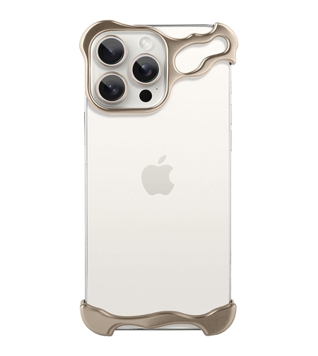 Husa Metalica Compatibila cu iPhone 16 Pro, Vafy, Protectie pentru Colturile Telefonului si Camera, Aliaj, Antisoc, Antizgariere, Auriu
