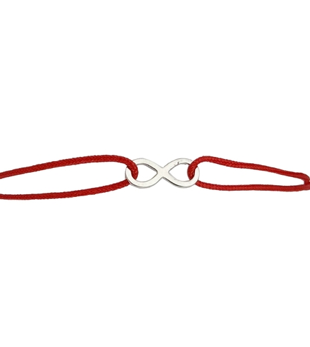 Martisor Bratara Argint 925, Jolie, Model Infinit, Martisor de 1 Martie, cu Snur Rosu, Argintiu