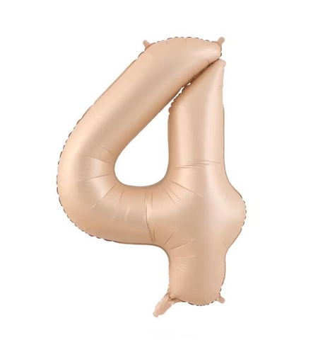 Balon din Folie Metalizata, Flippy, Figurina Cifra, Model 4, Tema Aniversare 100 cm, Ambalaj Individual, Pai Inclus, Umflare cu Aer sau Heliu, Crem