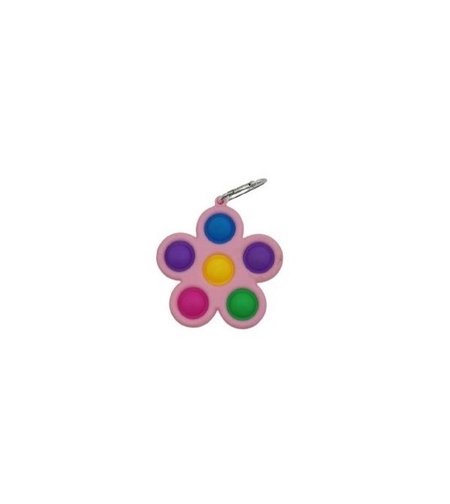 Jucarie Push Pop Bubble Fidget, Pop It, breloc antistres, Floare, Multicolor/Roz