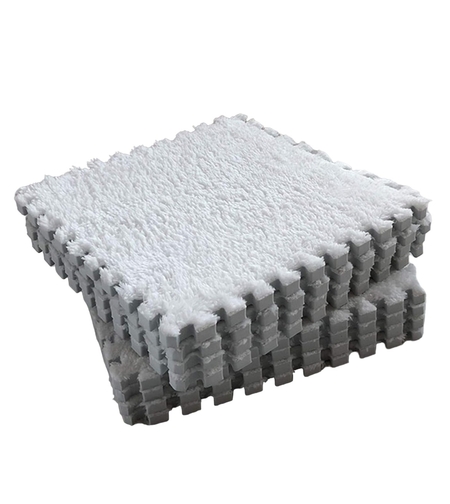 Set 10 Piese Covor tip Puzzle, Flippy, Spuma EVA, Pufos, 30 x 30 x 1 cm, Alb