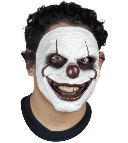 Mască Clovn Halloween, Feared Clown Half Mask, Latex, Alb/Maro